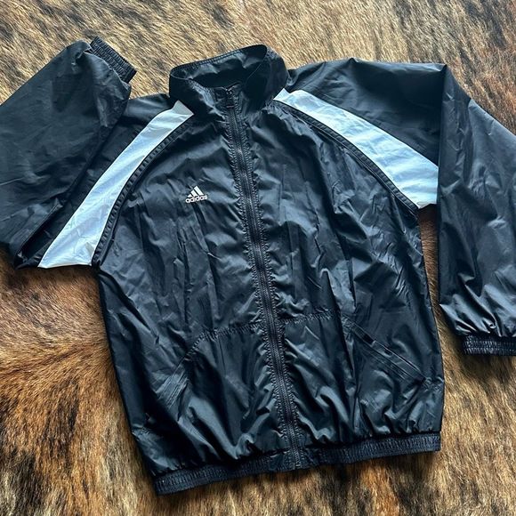 Vintage Adidas Black Windbreaker Jacket Size L - Picture 1 of 8
